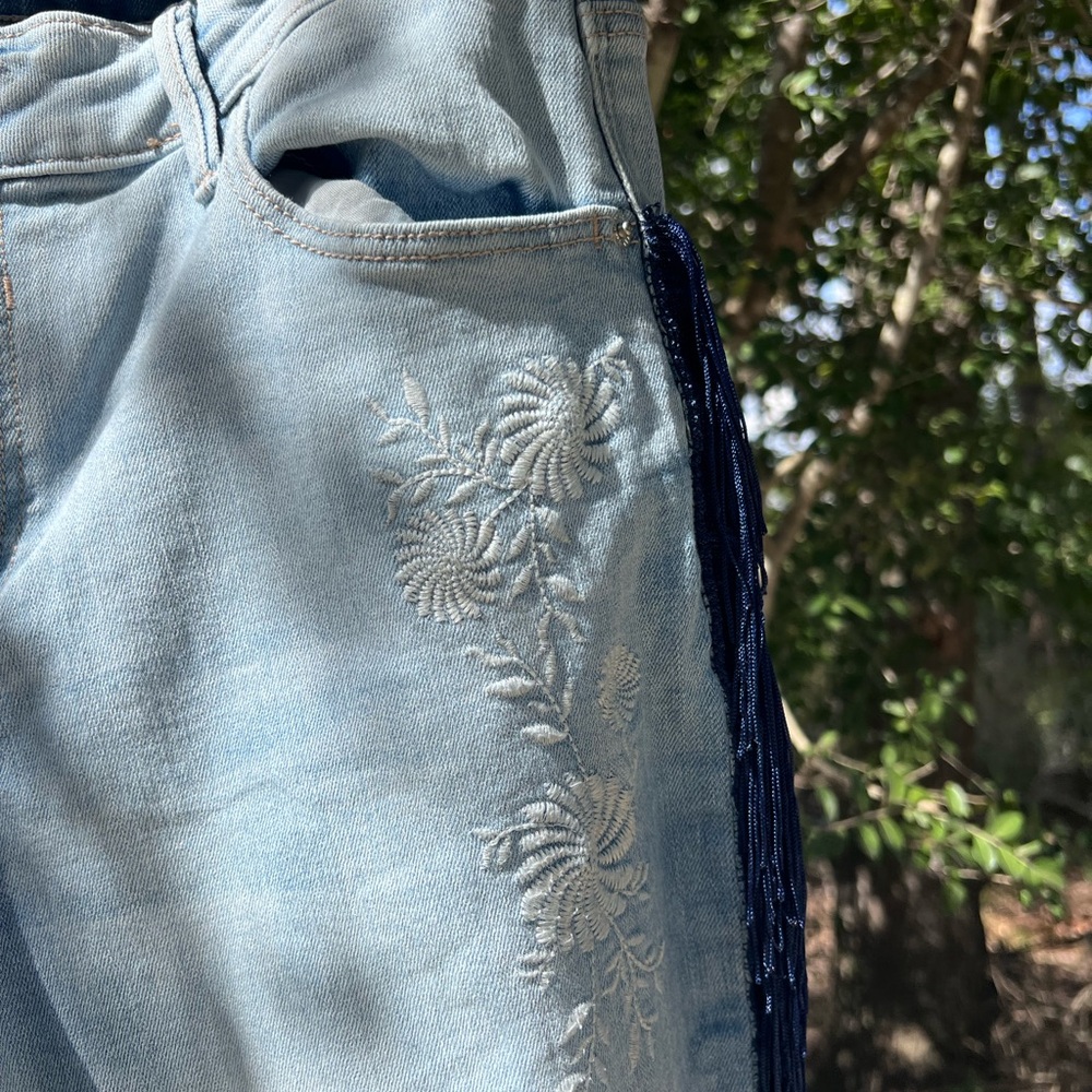 Embroidered Light Blue Jeans